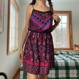 Purple V Neck Scarf Dress